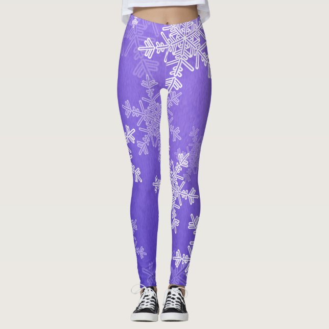 Leggings Flammes de neige blanc Indigo Noël minimaliste (Devant)