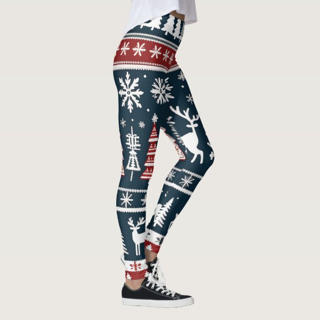 Leggings Flammes de neige blanches, Rennes, Noël de Noël (Droite)
