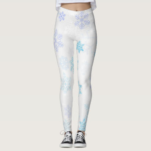 Leggings Flammes de neige colorées sur blanc