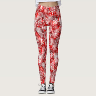 Leggings Flammes de neige sur rouge