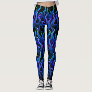 Leggings Flammes électriques de feu bleu costume d'Hallowee