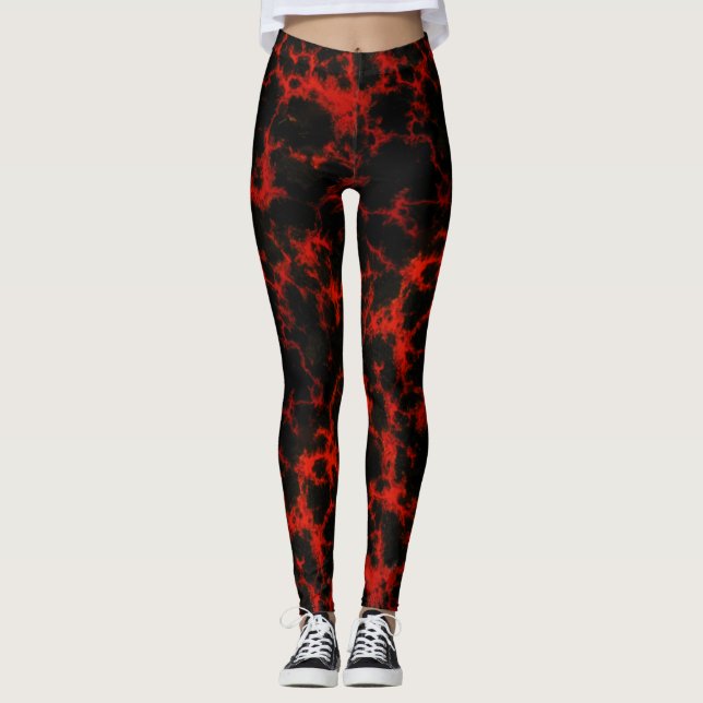 Leggings Flammes rouges et noires de l'énergie (Devant)