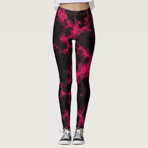 Leggings Flammes vives rose et noire