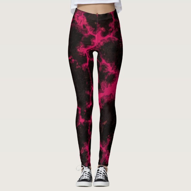 Leggings Flammes vives rose et noire (Devant)