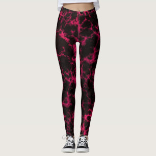 Leggings Flammes vives tachetées rose et noir