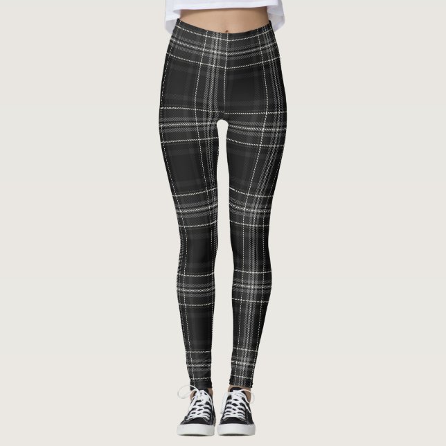 Leggings Flannelle gris tendance - Tartan Plaid Mode (Devant)