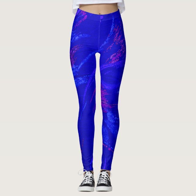 Leggings Flèche mauve aux bleuets (Devant)