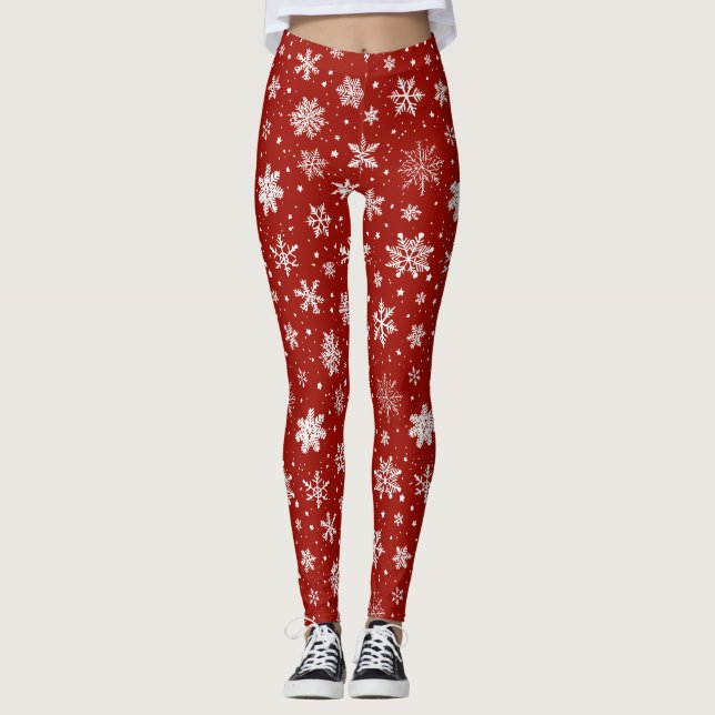 Leggings Flèches blanches sur rouge (Devant)
