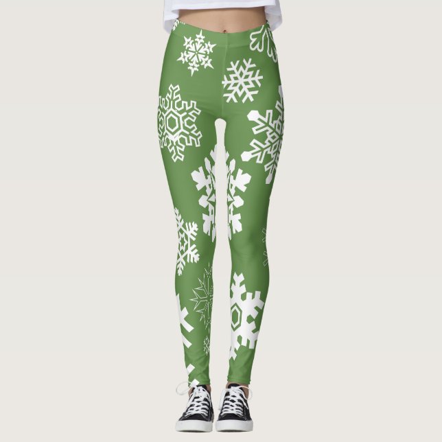Leggings Flèches blanches - Vert (Devant)