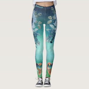 Leggings Fleur Bleu Vert 
