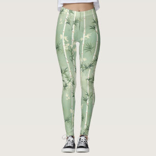 Leggings Fleur de bambou sereine asiatique (2)