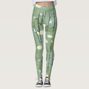 Leggings Fleur de bambou sereine asiatique (5)