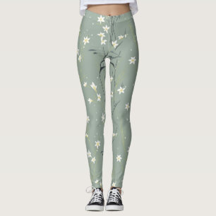Leggings Fleur de bambou sereine asiatique  (9)