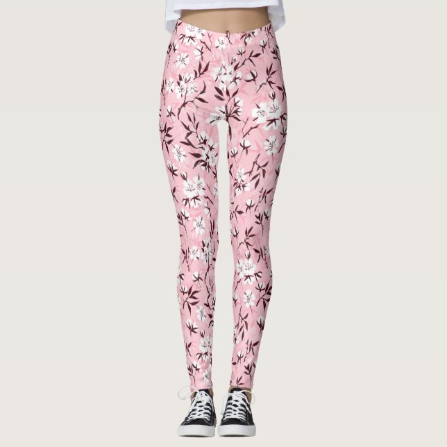 Leggings Fleur de cerisier blanc (Devant)