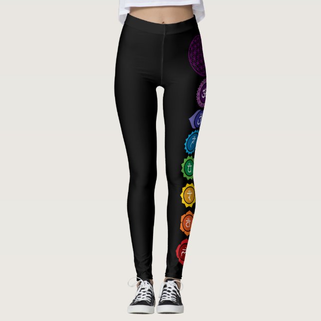 Leggings Fleur de Chakra des guêtres de reiki de yoga de la (Devant)