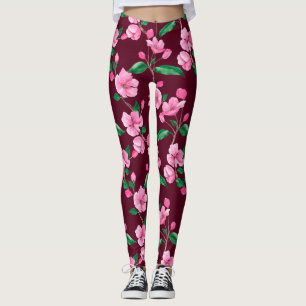 Leggings Fleur de fleurs de cerisier rose