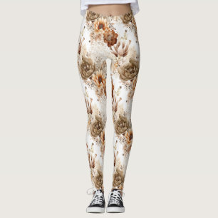 Leggings Fleur de Sud-Ouest Crème Marron Occidental