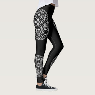 Leggings Fleur de vie / Blume des Lebens - blanc solide