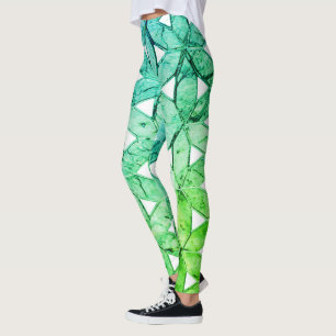 Leggings Fleur de vie en mosaïque verte