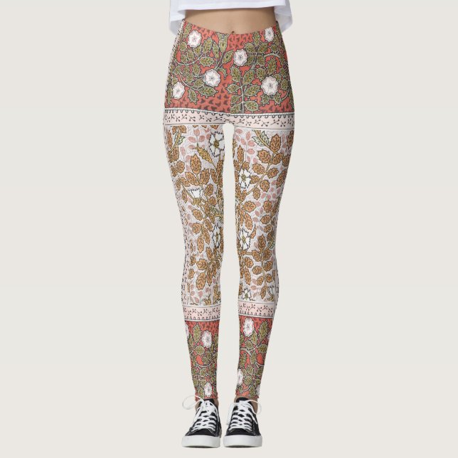 Leggings Fleur d'illustration Rose sauvage Vintage (Devant)