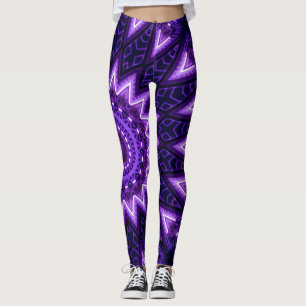 Leggings Fleur géométrique Blacklight de lueur au néon