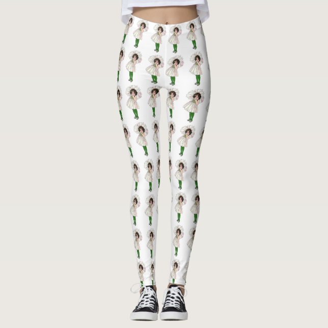 Leggings Fleur mignonne Enfants Daisy Floral Cartoon Drôle (Devant)