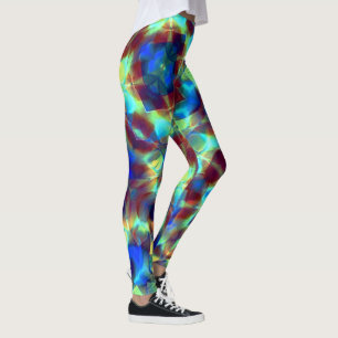 Leggings Fleur numérique bleue intense contrastant avec le