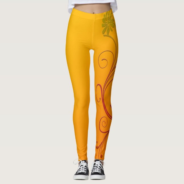 Leggings Fleur orange (Devant)