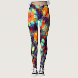 Leggings Fleur orange intense en texture polie numérique