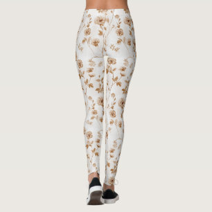 Leggings Fleur Romantique Crème Marron