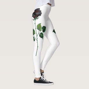 Leggings Fleur rose noire