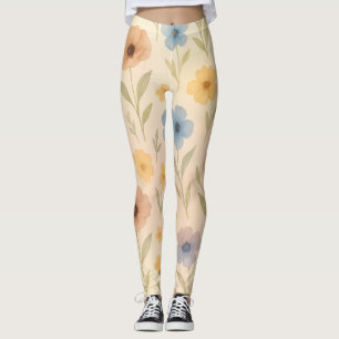 Leggings Fleur sauvage boho aquarelle