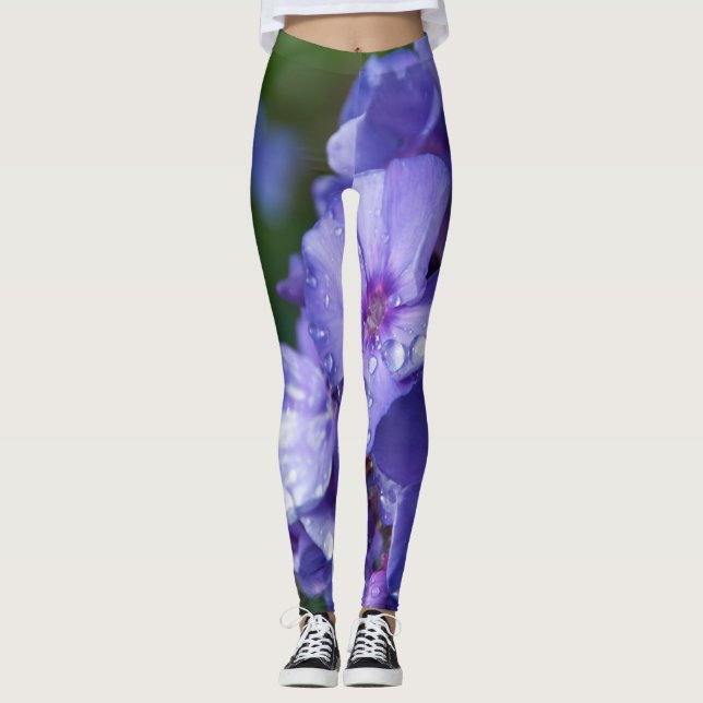 leggings fleur violet avec la rosée du matin (Front)