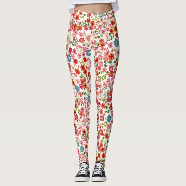 Leggings Fleurs à petite échelle, style calico sans couture (Devant)