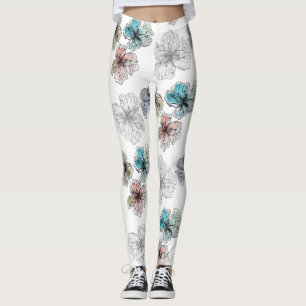 Leggings Fleurs alignées sans couture abstrait PA moderne