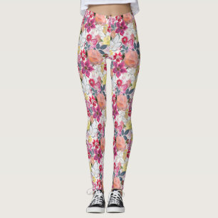Leggings Fleurs aquarelles roses, rouges. serviettes