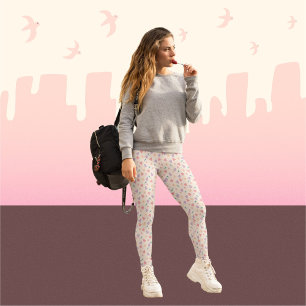 Leggings Fleurs Bell sur Motif arrière - plan beige