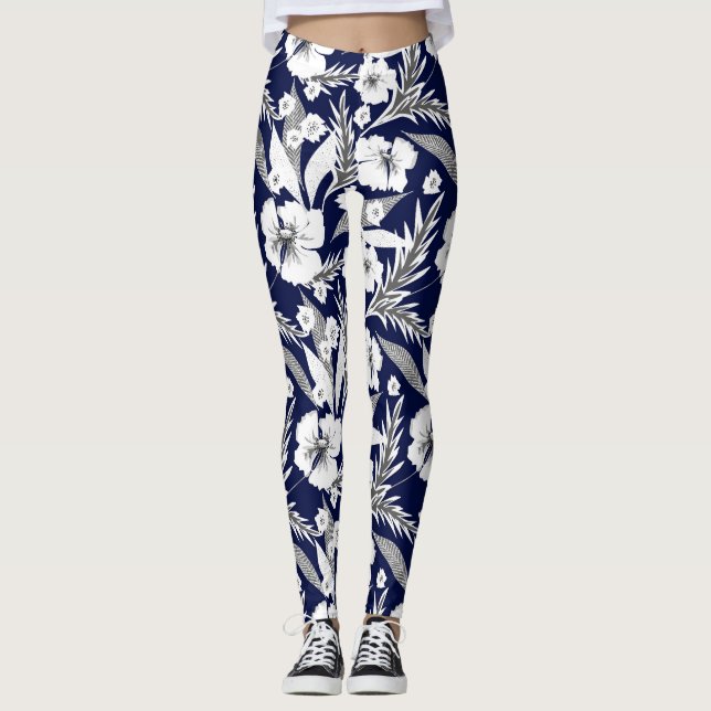 Leggings Fleurs blanches (Devant)
