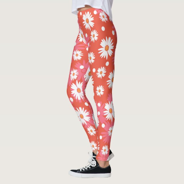 Leggings Fleurs blanches - champ orange (Gauche)