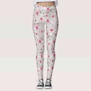 Leggings Fleurs blanches et roses délicates