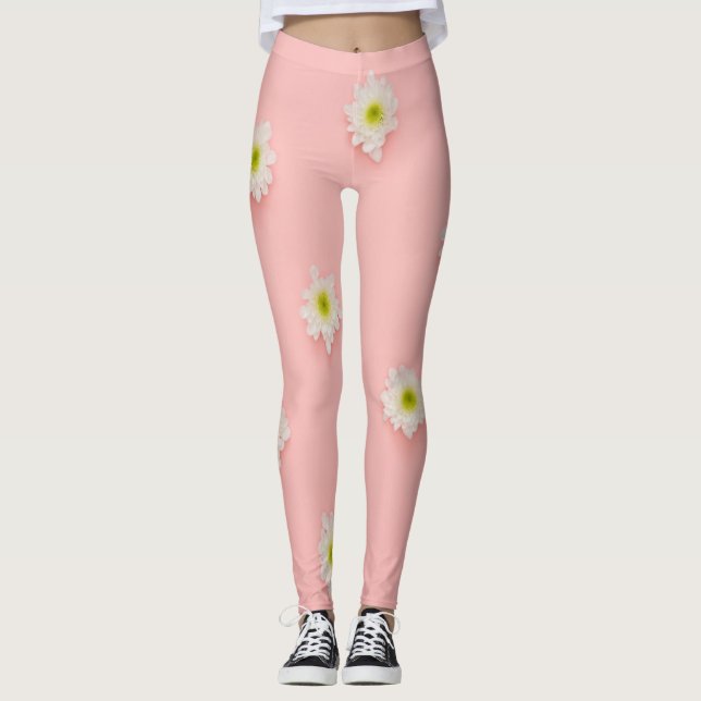 Leggings Fleurs blanches tendance (Devant)