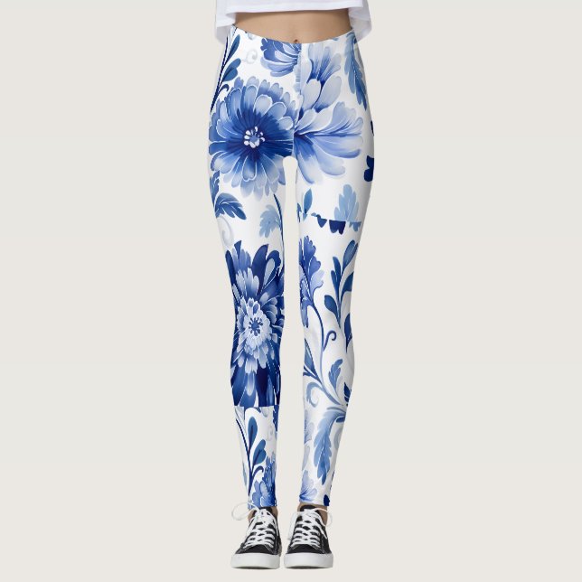 Leggings Fleurs bleues (Devant)