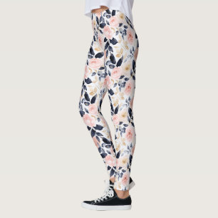 Leggings Fleurs Chic Bleu Rose
