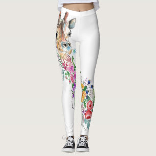 Leggings Fleurs colorées Bouquet Giraffe - Dessin Moderne 