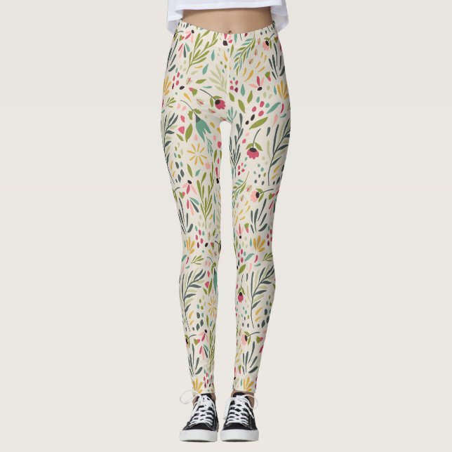 Leggings Fleurs colorées mignonnes Motif (Devant)