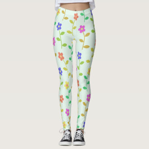 Leggings Fleurs colorées, Motif Floral, Verdure, Boho