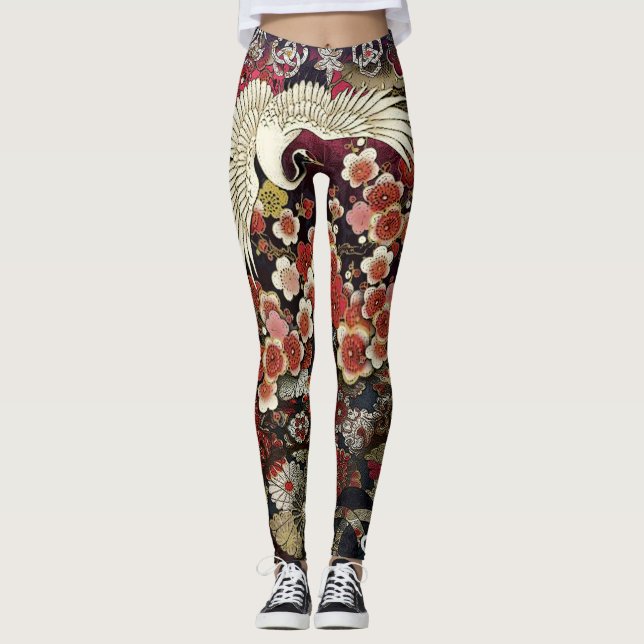 Leggings Fleurs crêtées de grue (Devant)