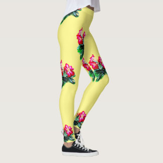 Leggings fleurs d'adénium rouge