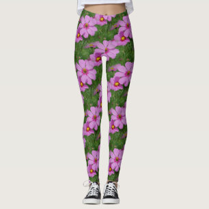 Leggings Fleurs de Cosmos rose Motif naturel