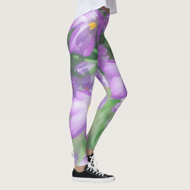 Leggings Fleurs de Crocus pourpres nature (Droite)